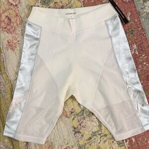 Women's White and Silver Bike Shorts